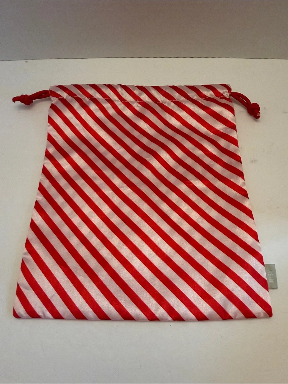Ipsy Red and White Striped Drawstring Pouch